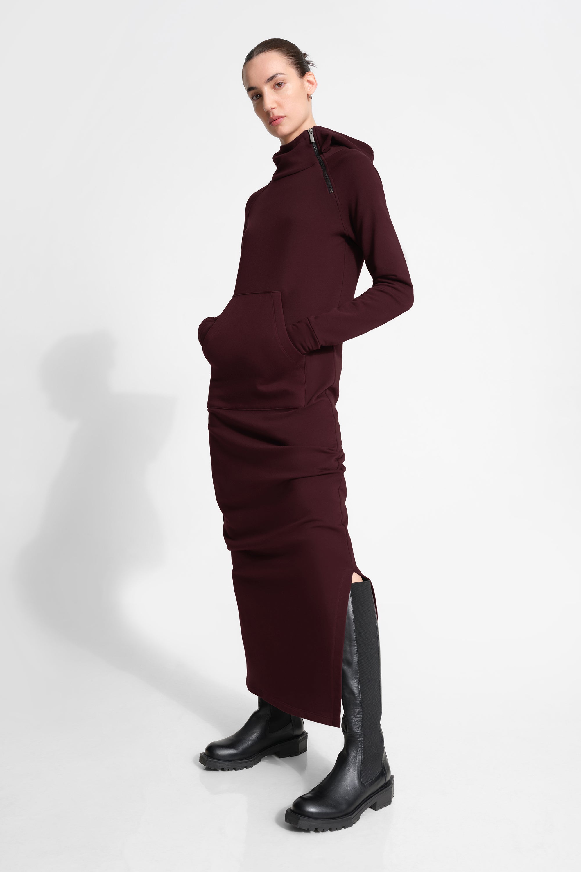 Tompkins Sweatshirt Dress | Burgundy Midweight French Terry Hoodie