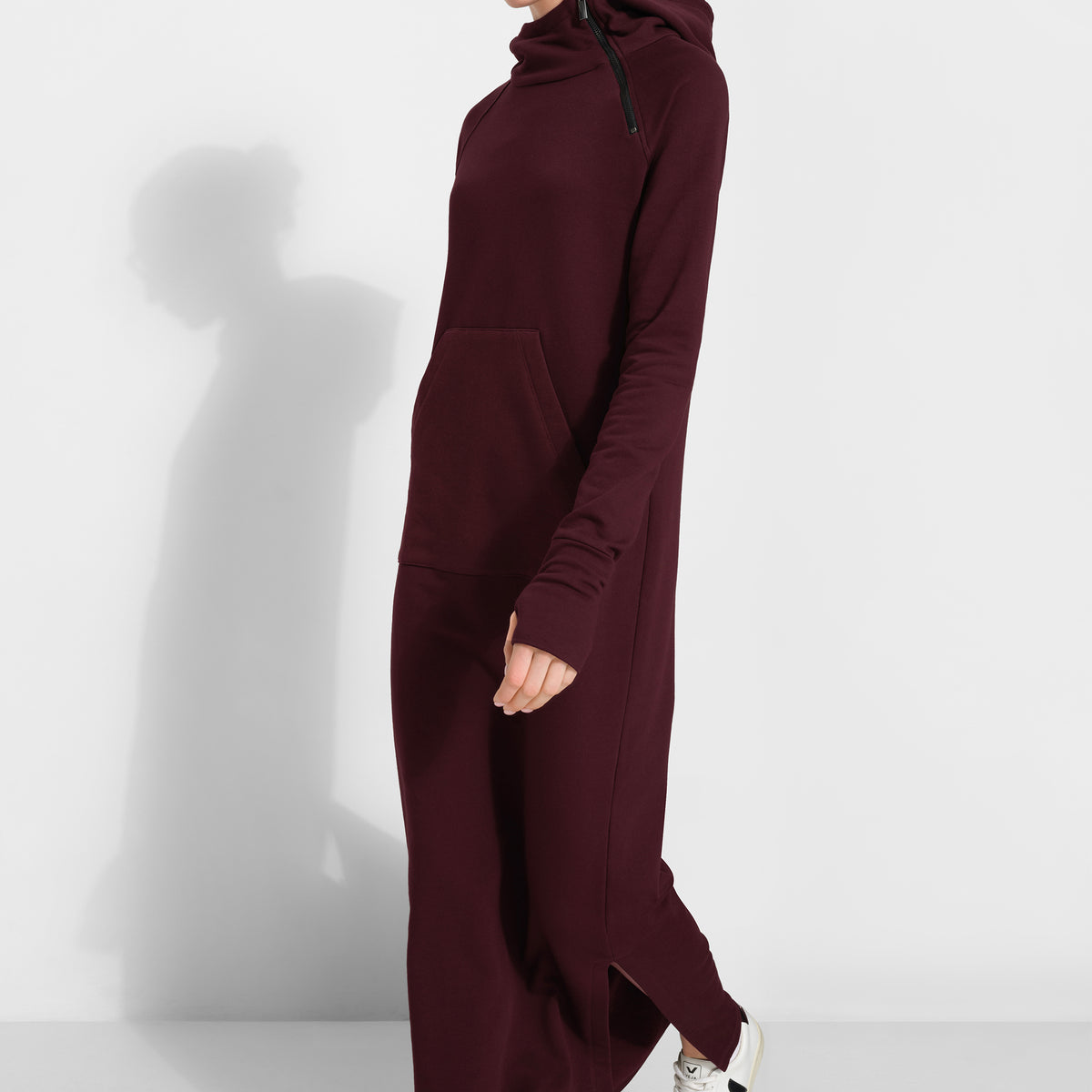 Marcella | Tompkins Long Sleeve Sweatshirt Dress in Burgundy | Women's Size XS | Midweight French Terry