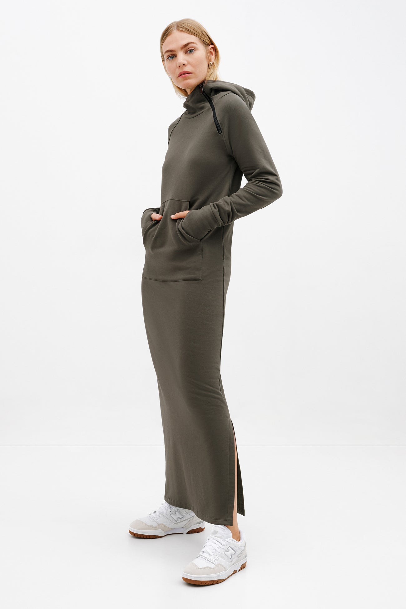 Olive Green Hoodie Dress - Tompkins Sweatshirt Dress | Marcella