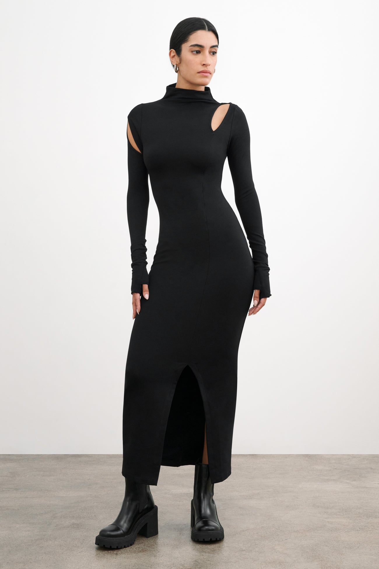 Rachela - Stretch Twill Coat Dress with Mock Neck