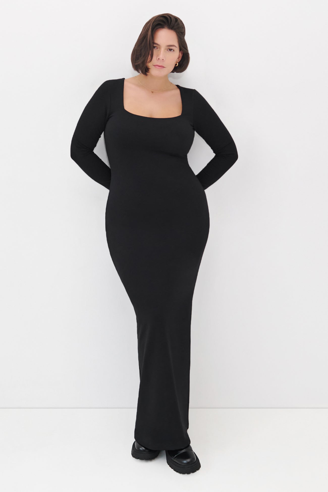 Minimalist Black Maxi Square Neck