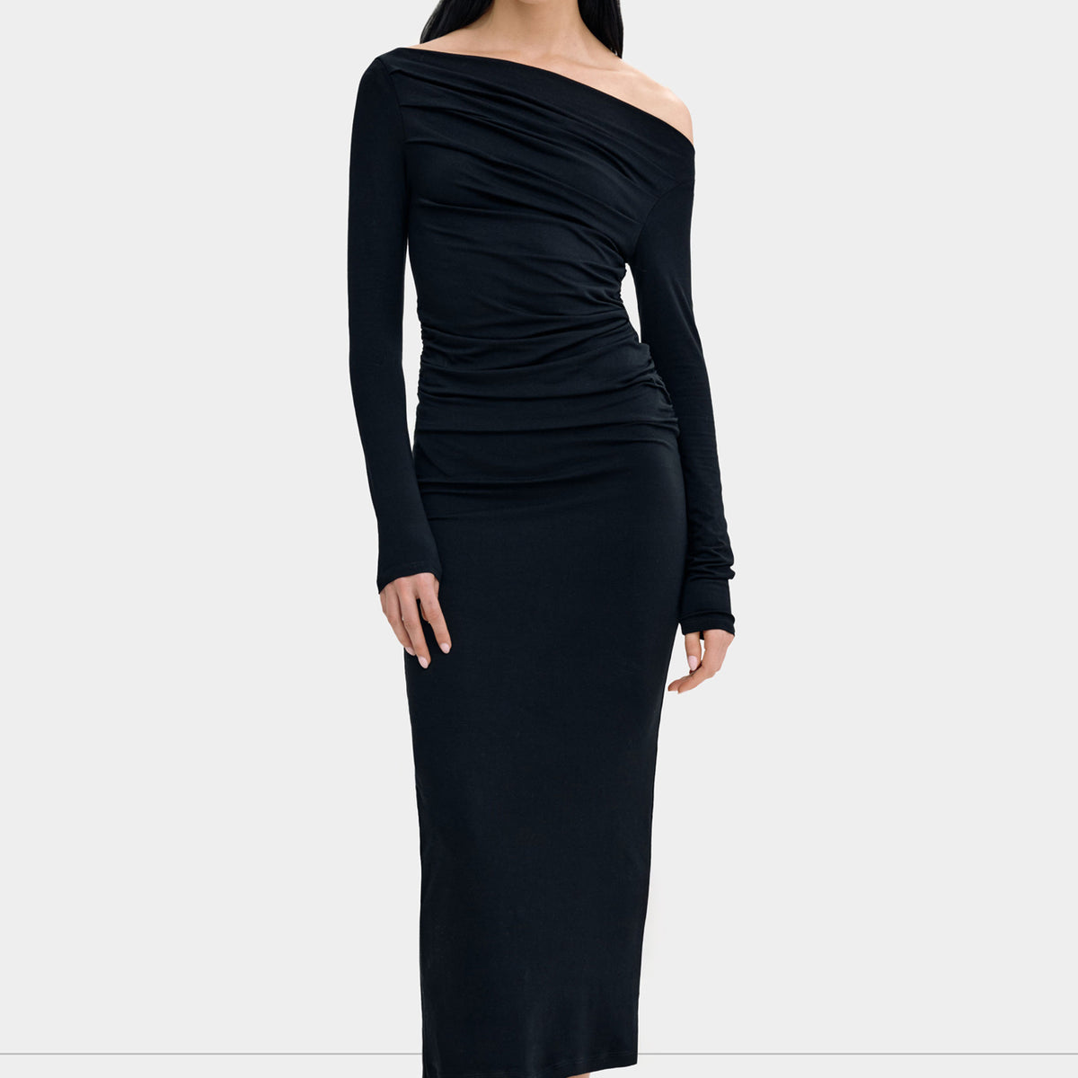 Marcella | Cooper Long Sleeve Dress in Black | Women's Size XL | Sustainable European Jersey