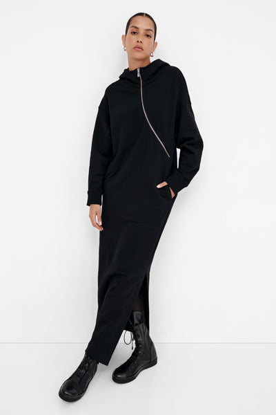 モンクレール Hooded Sweatshirt Dress Black Hooded Maxi Sweatshirt Dress - Pell Sweatshirt Dress | Marcella