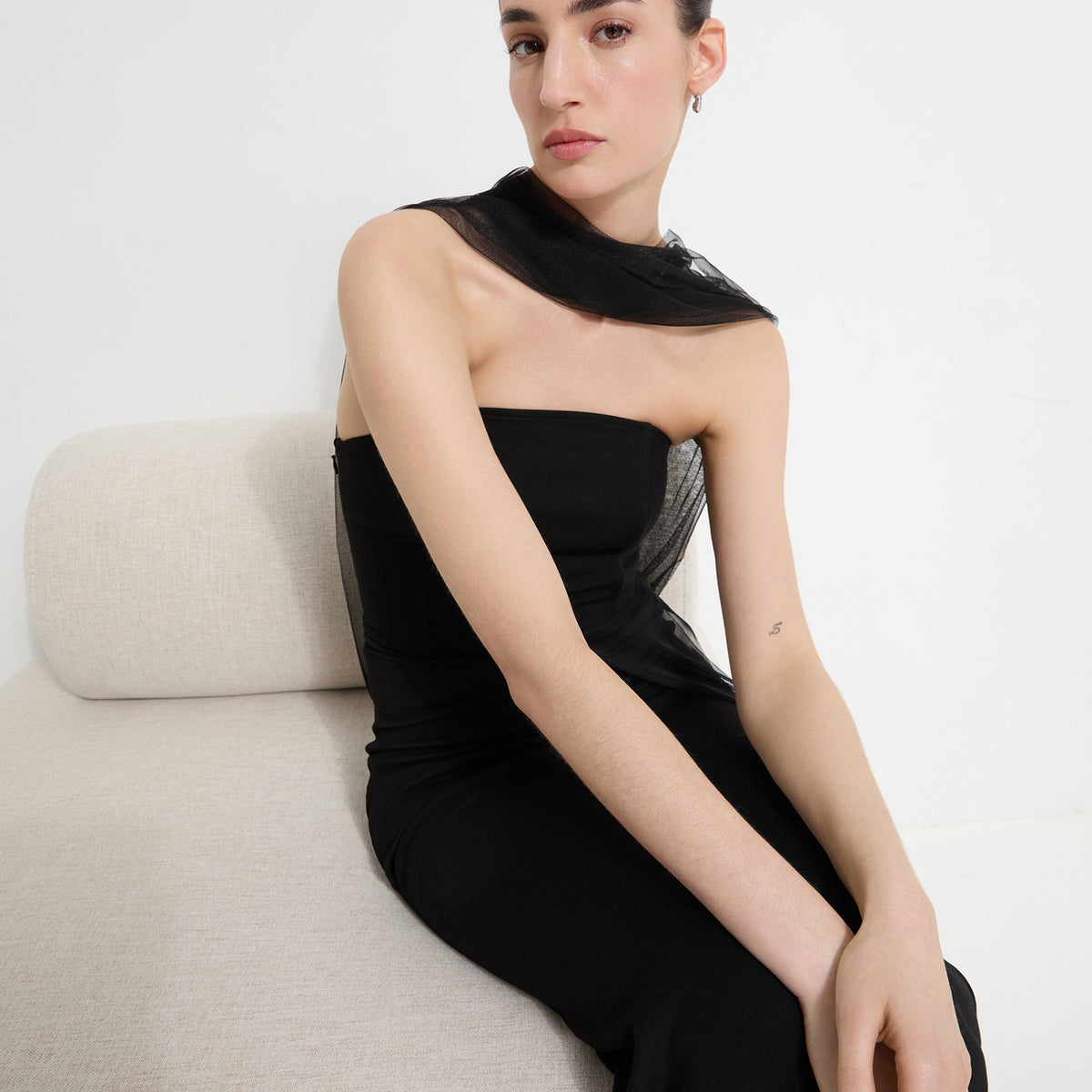 sharley midi dress diamante detail pencil dress in black Showpo