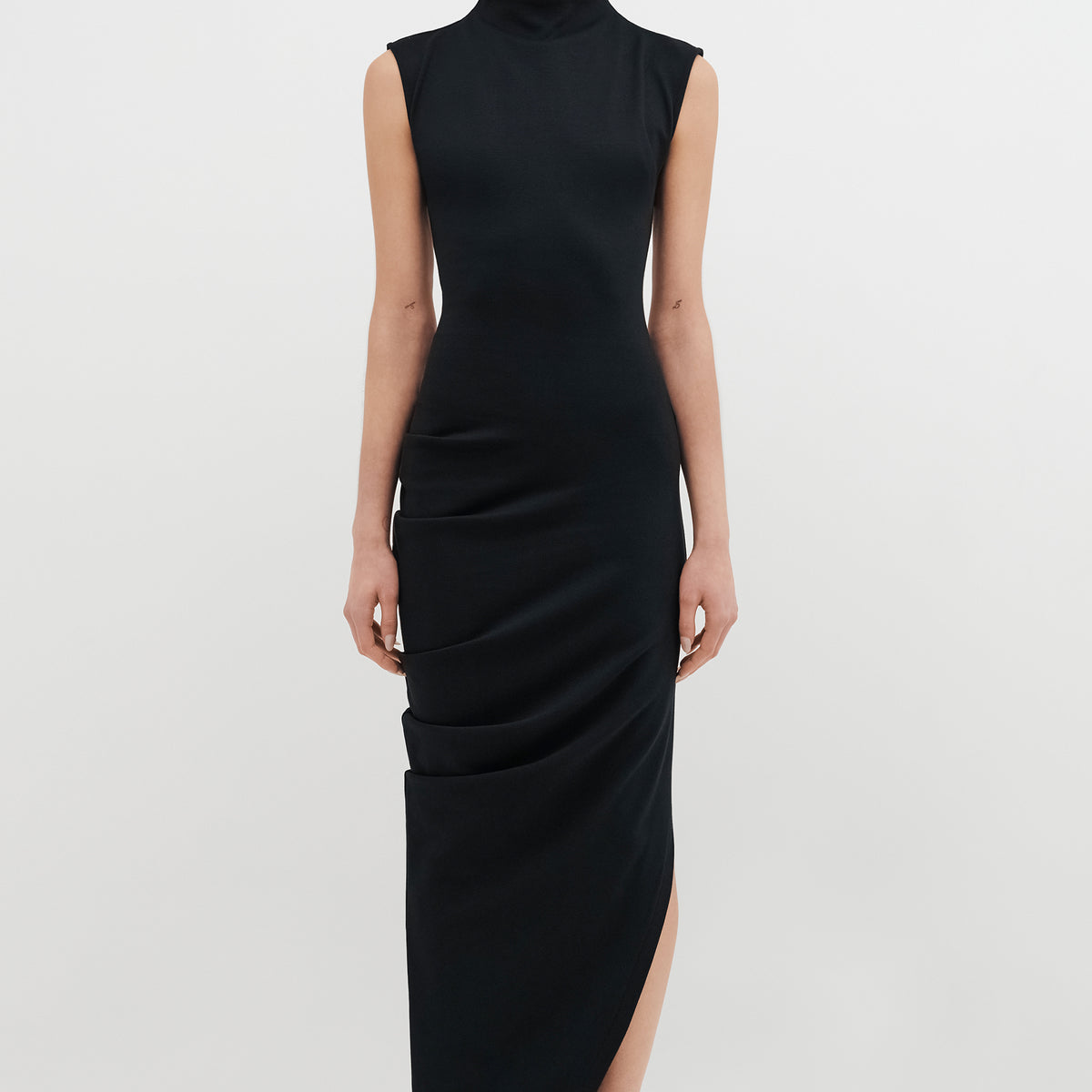 sleeveless black dress Marcella | Bond in | Women's Size XL | Ponte Sizes:16/18 Simple Satin A-line Wedding Fit Model is 57 Alt Clothing