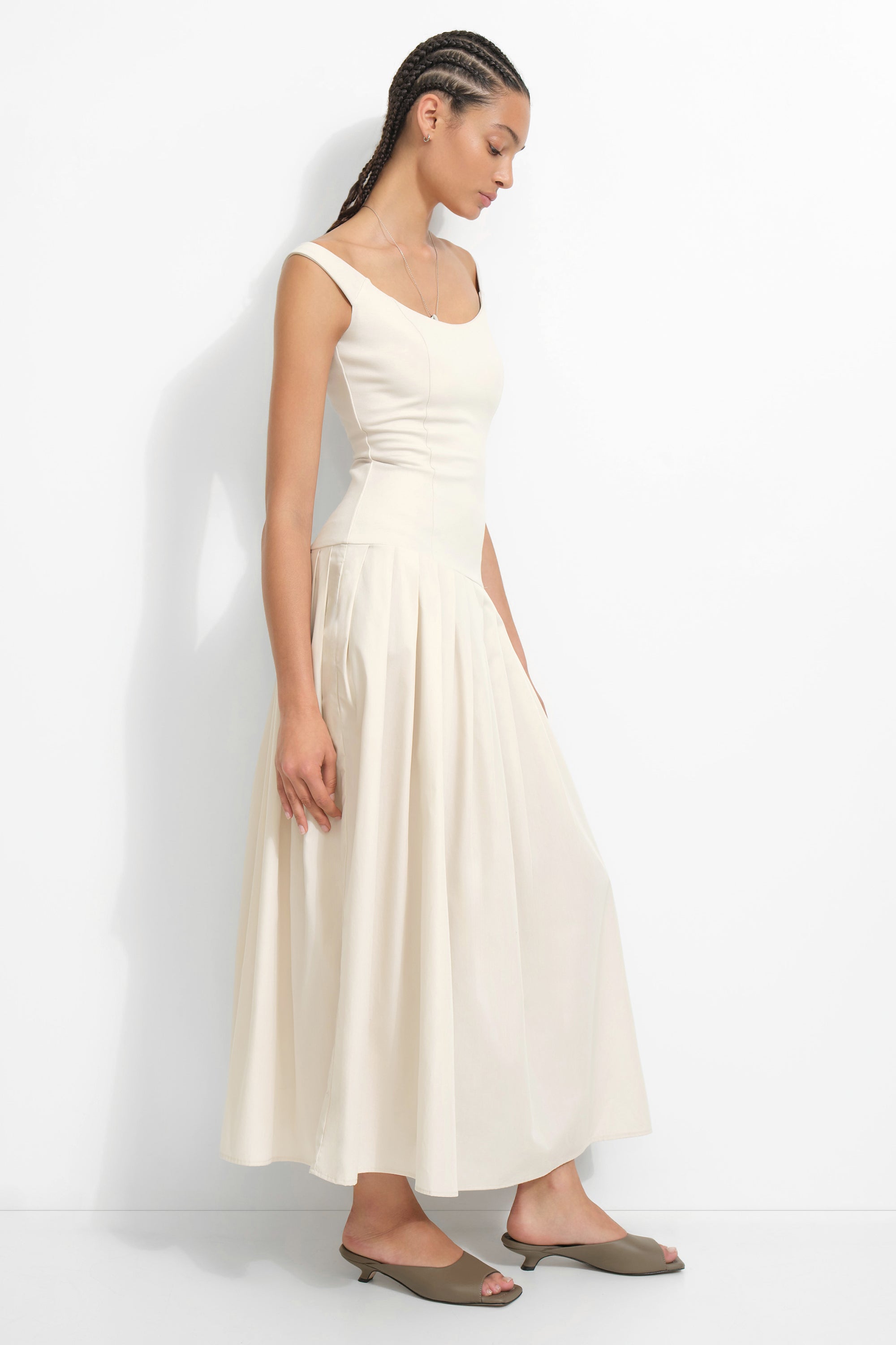 Sleeveless Drop Waist Off Shoulder Tank Dress - Selene Dress | Marcella Sleeveless Drop Waist Off Shoulder Tank Dress - Selene Dress | Marcella