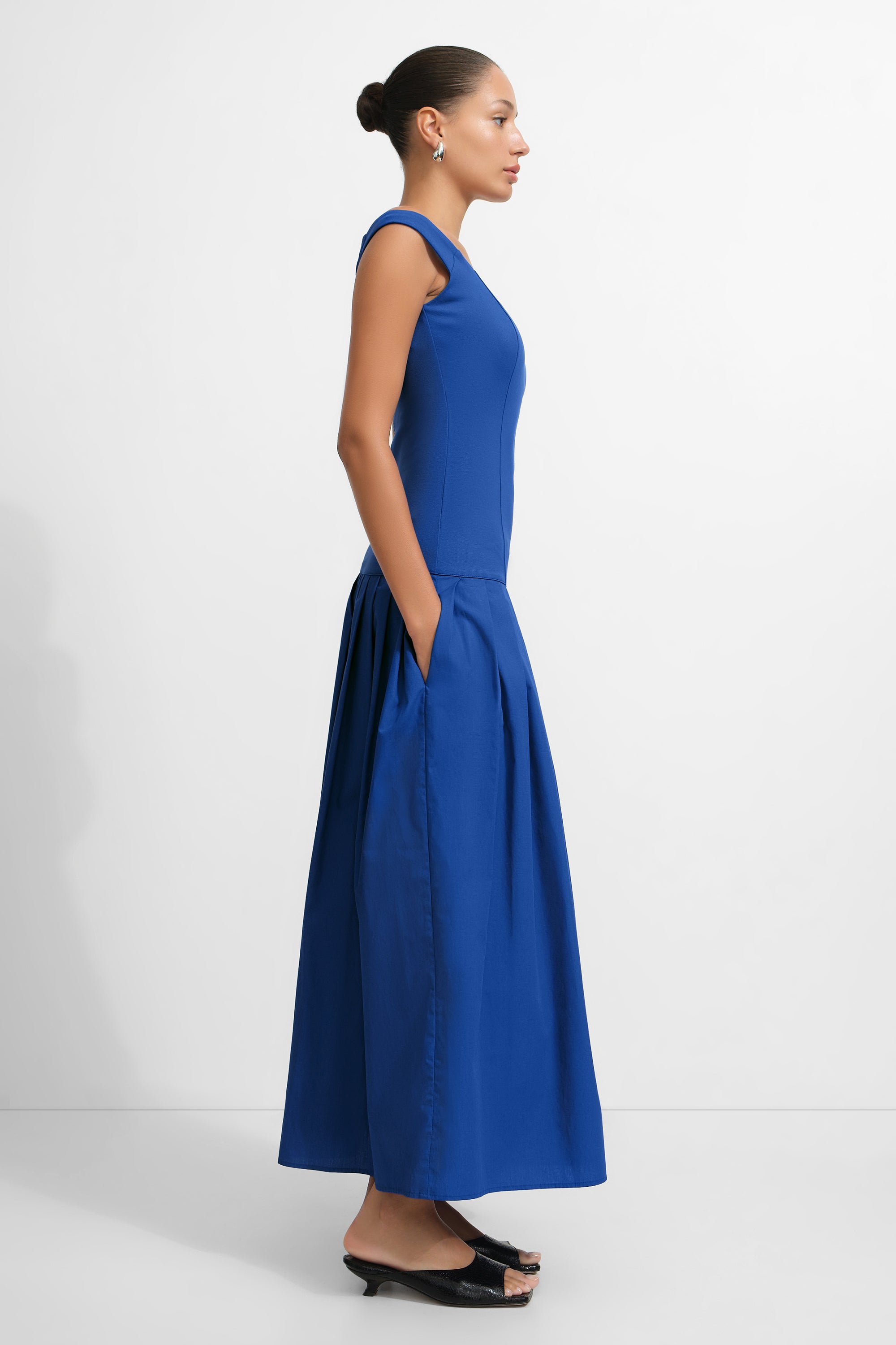 Sleeveless Drop Waist Off Shoulder Tank Dress - Selene Dress