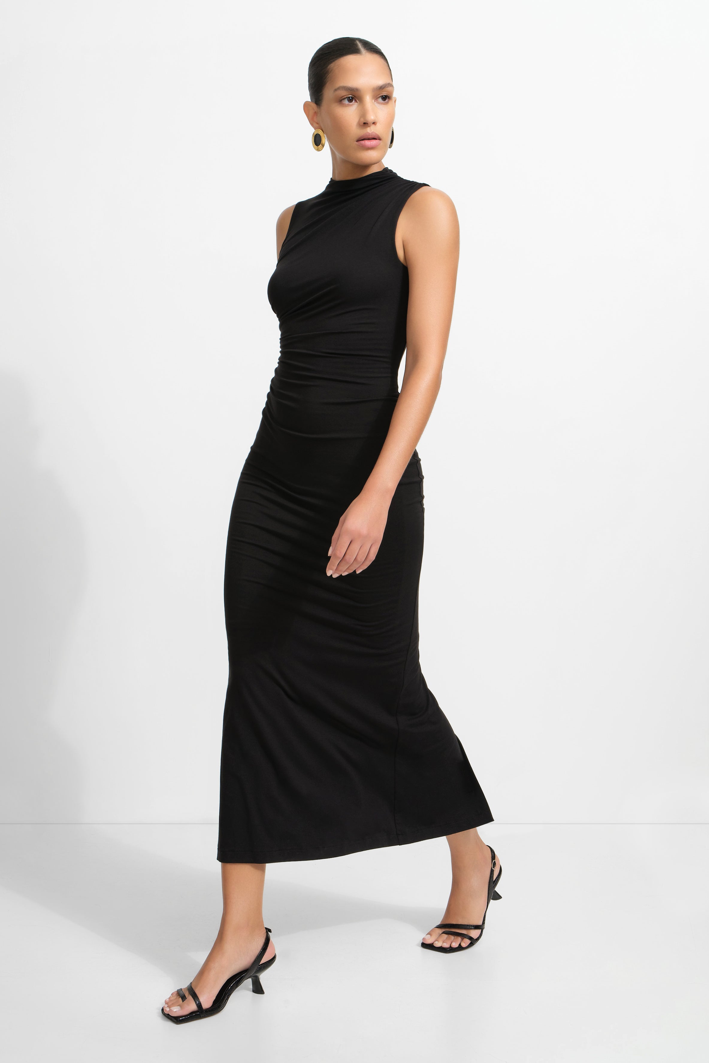 Sleeveless Fitted Maxi Dress with Ruching - Astin Dress