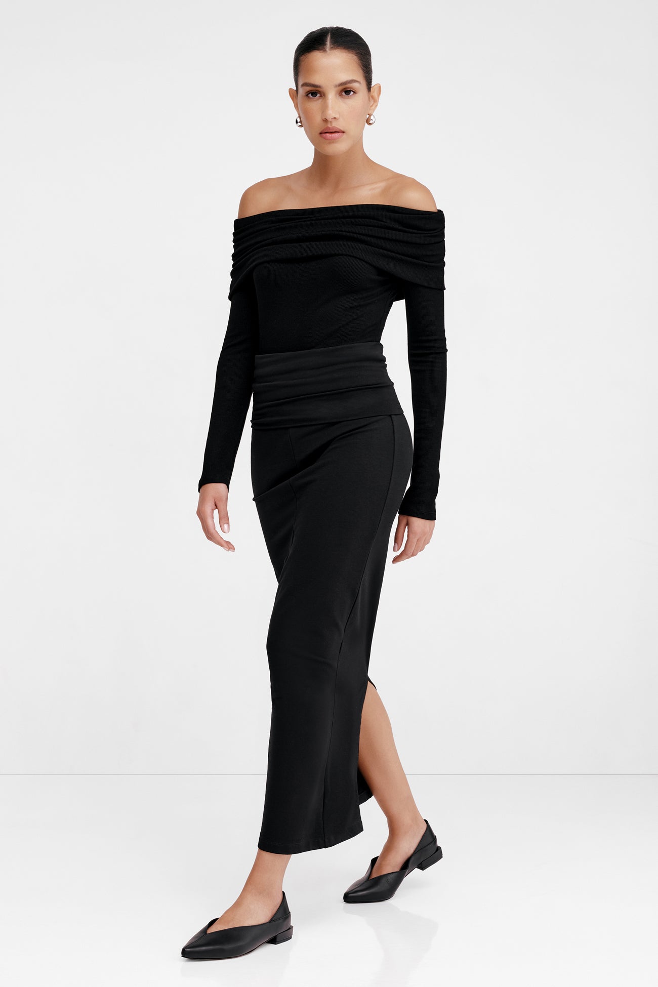 Women's Black Midi Skirt | Marcella