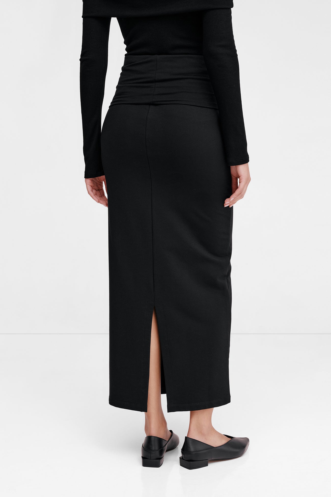 Belmont Skirt | Black Light European French Terry Maxi Skirt