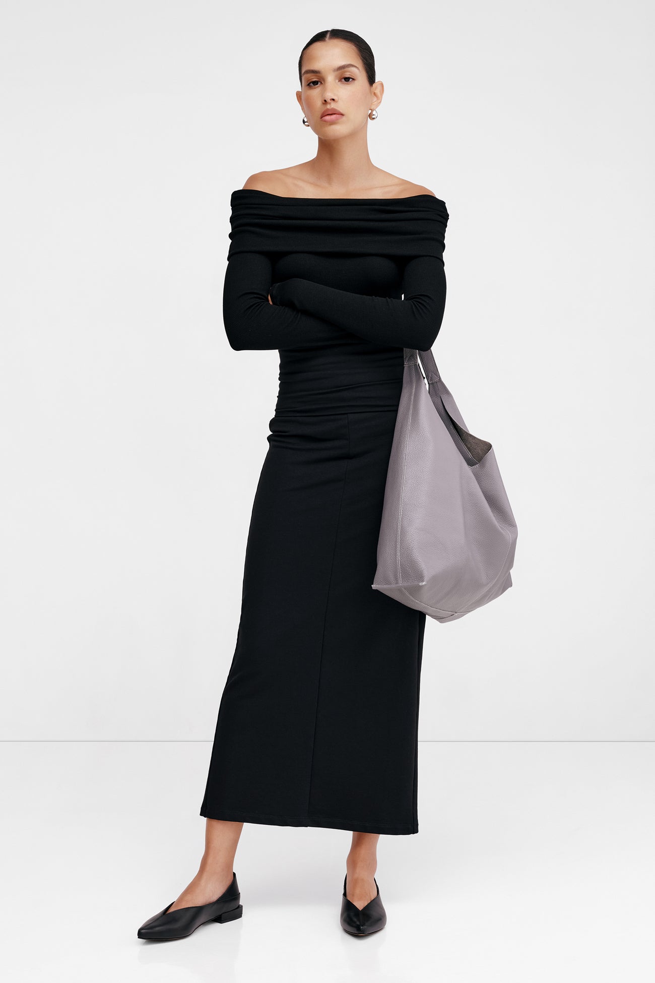 Women's Black Midi Skirt | Marcella