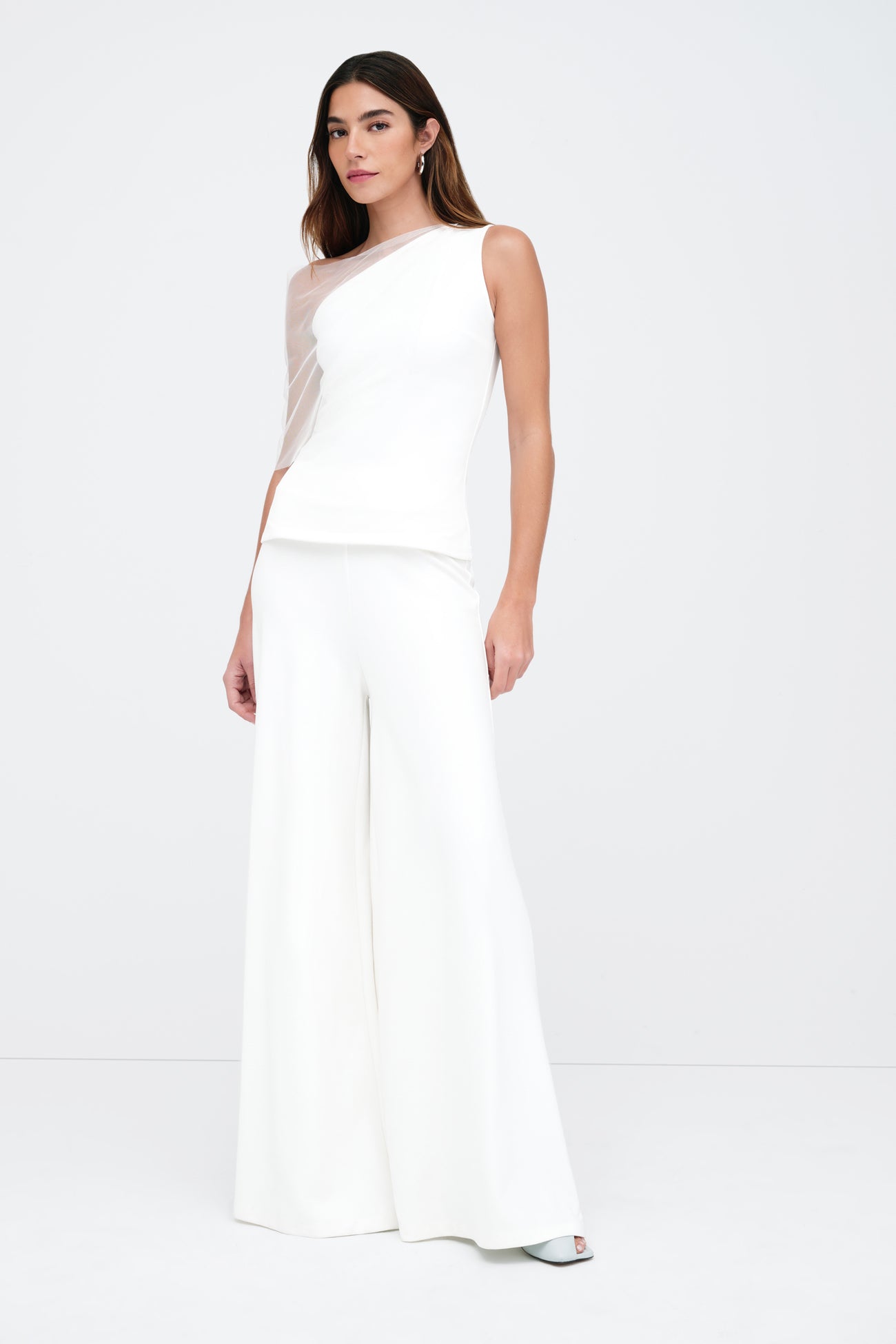 Off White Extra-Wide Full-Length Trousers - Georgia Pants