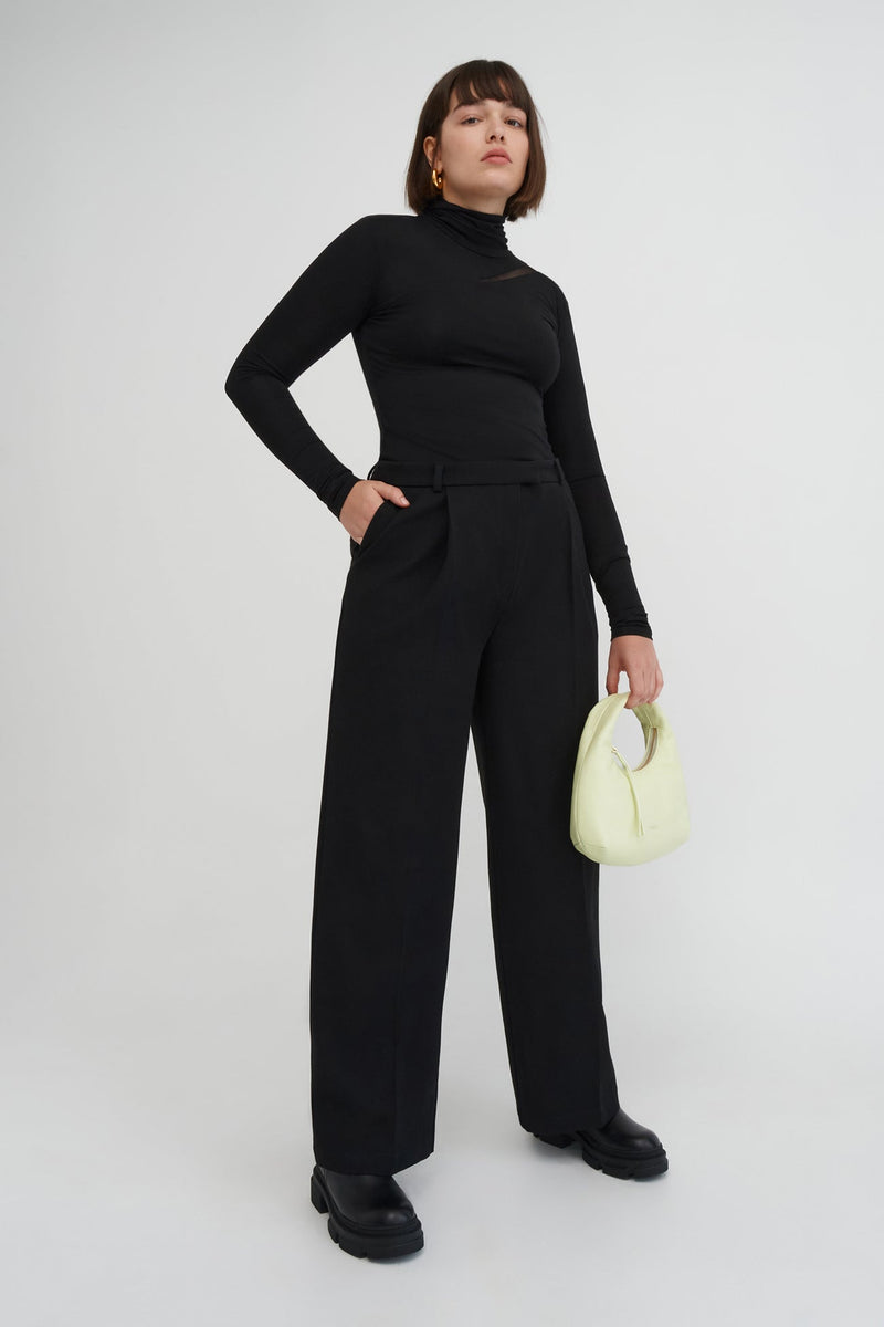 Slim Trouser Pants In Petite In Ponte Knit - Black Black