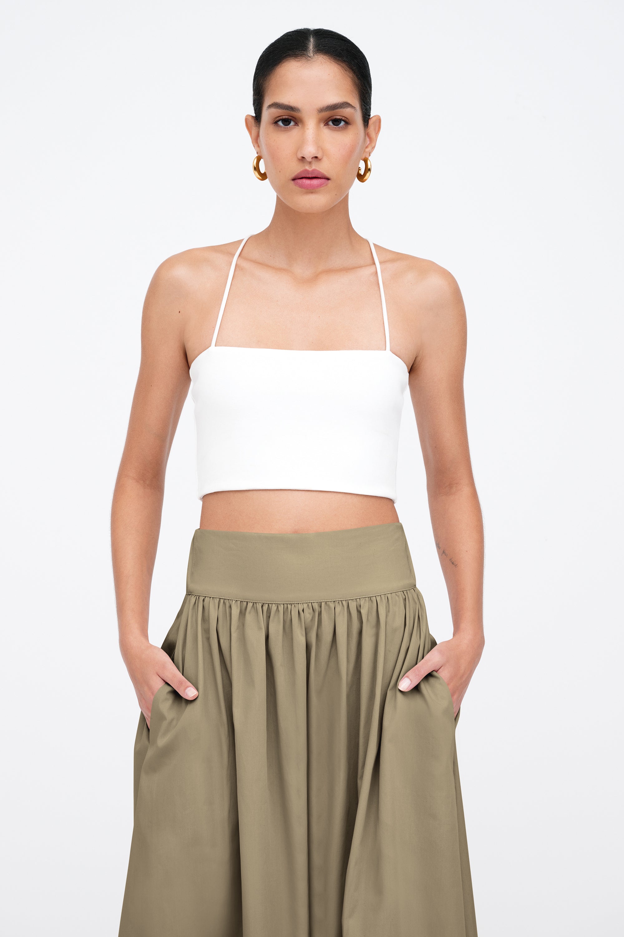 Raven Skirt | Green European Cotton Poplin Maxi Skirt