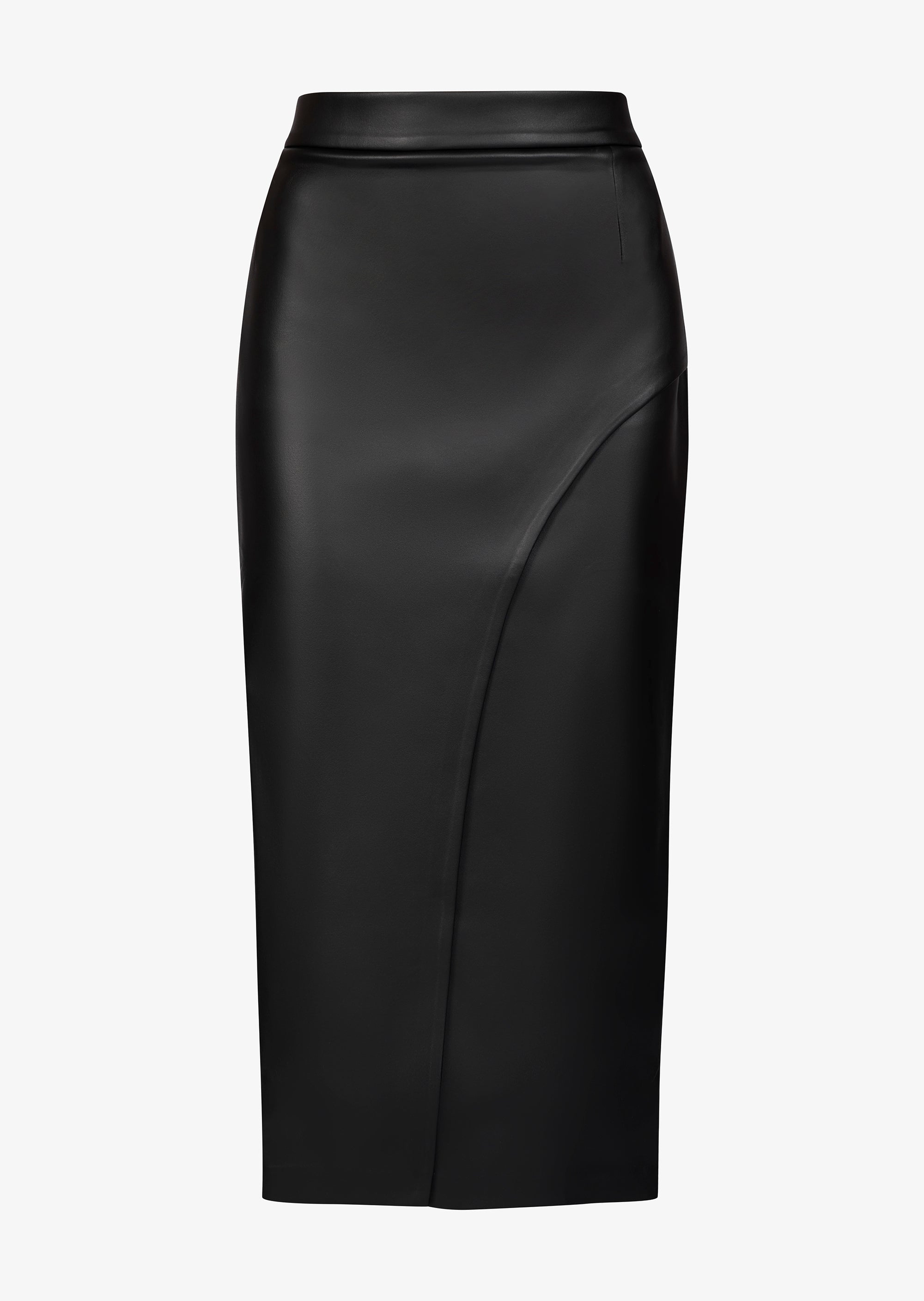 Women's Black Vegan Leather Pencil Skirt | Marcella
