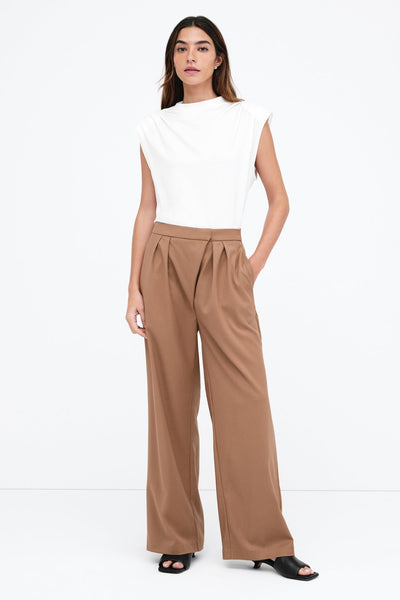 Morrison Pants | Brown European Wide-Leg Tailored Pants