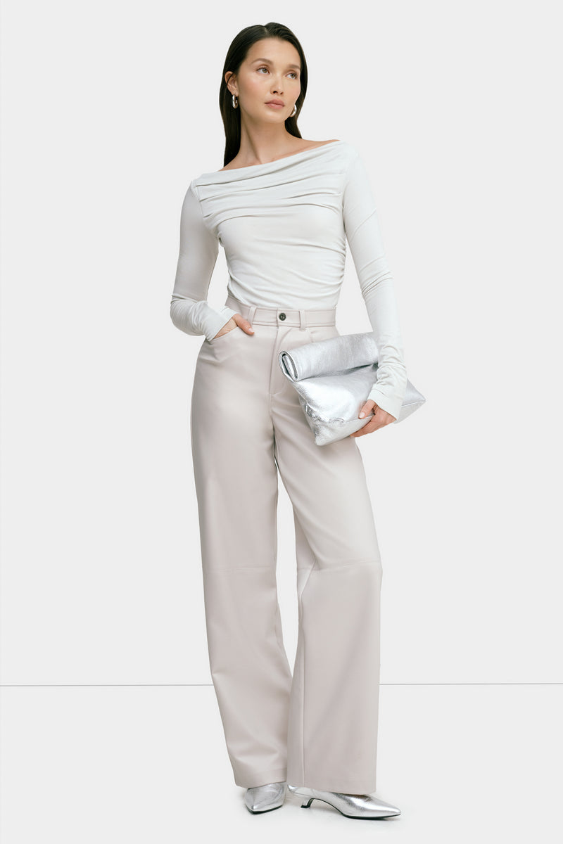 Grey Melange Dropped Crotch Soft Pants | LEMAIRE