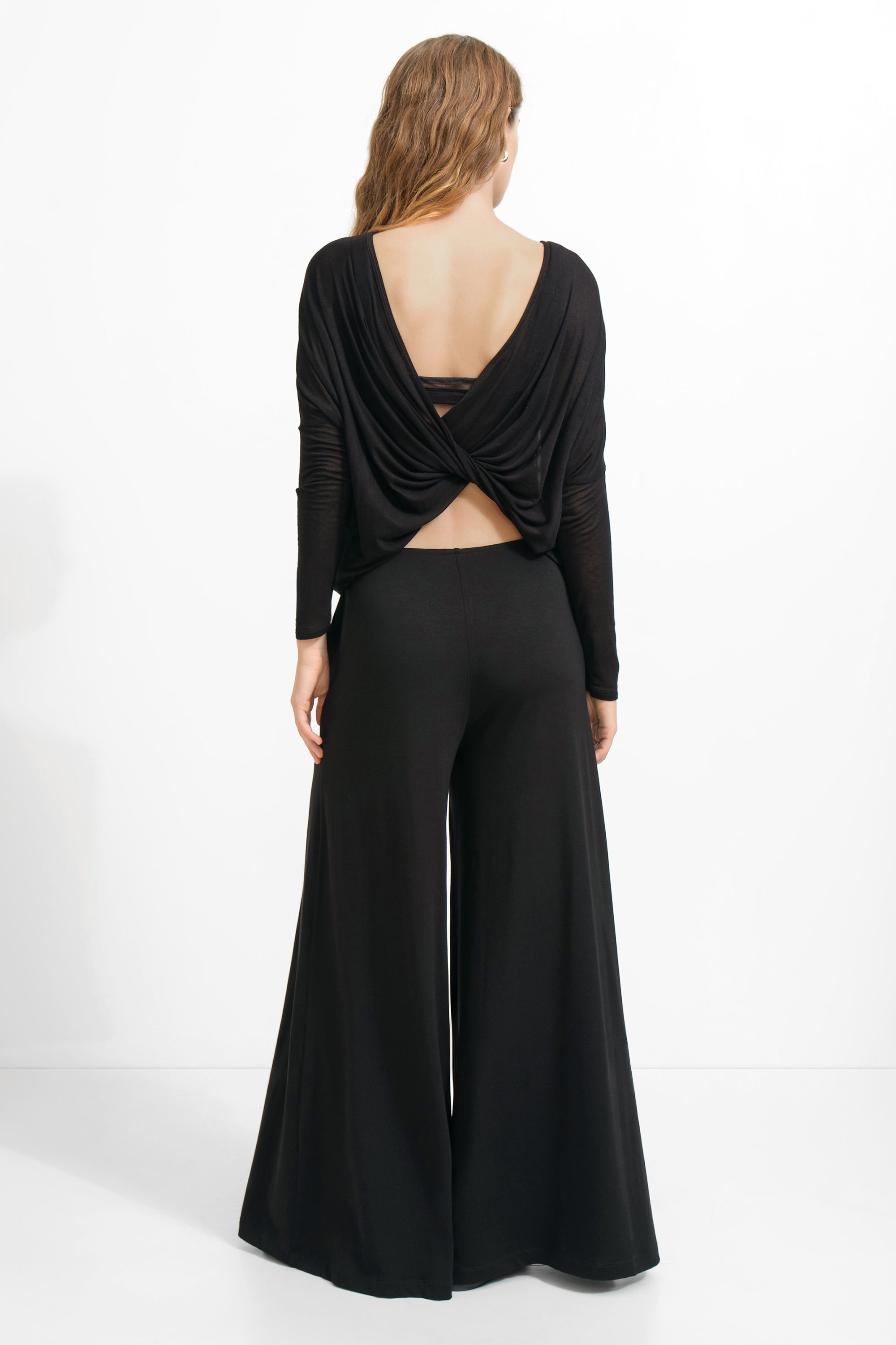 Women's Black Sheer Backless Jumpsuit | Marcella