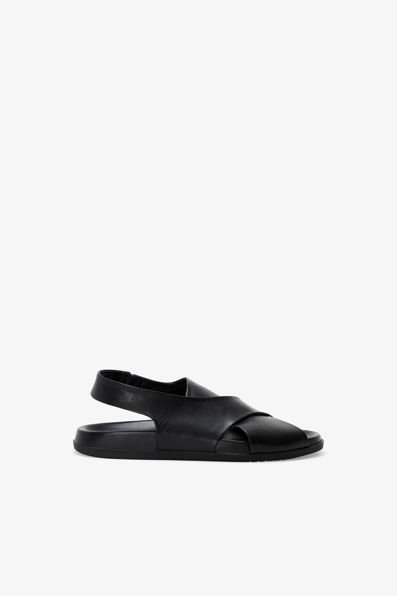 Black Wide Leather Sandal - Heidi Sandals | Marcella
