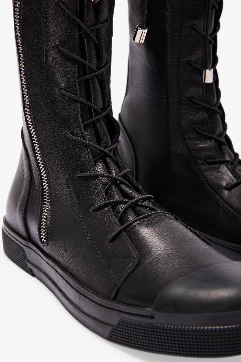 Minimalist Black Leather Sneaker Boots - Sullivan Boots | Marcella