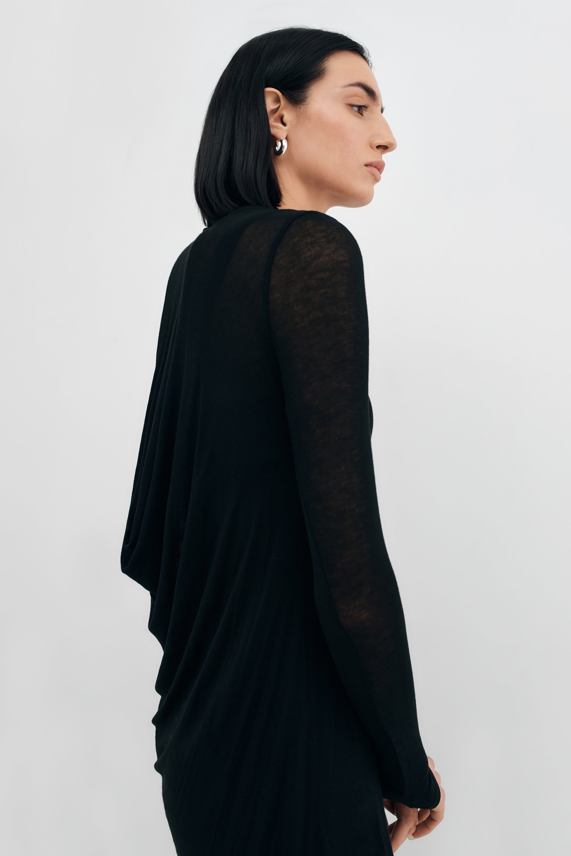 Sheer Black High-Low Hem Long Sleeve Top - Lawson Tunic | Marcella