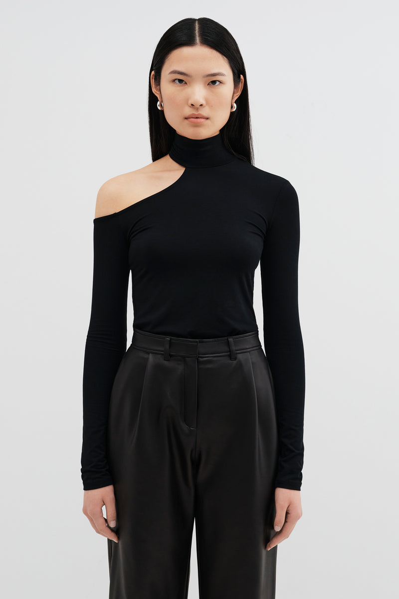 Black Cutout Naked One Shoulder Top - Evan Top | Marcella