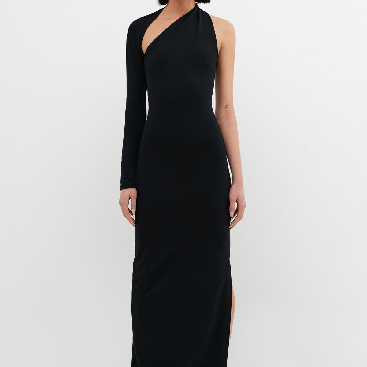 manhattan one shoulder midi dress Marcella | Manhattan One Shoulder Maxi Dress | Black | Size S | Ponte | Formal Evening Gown | Knee-High Slit