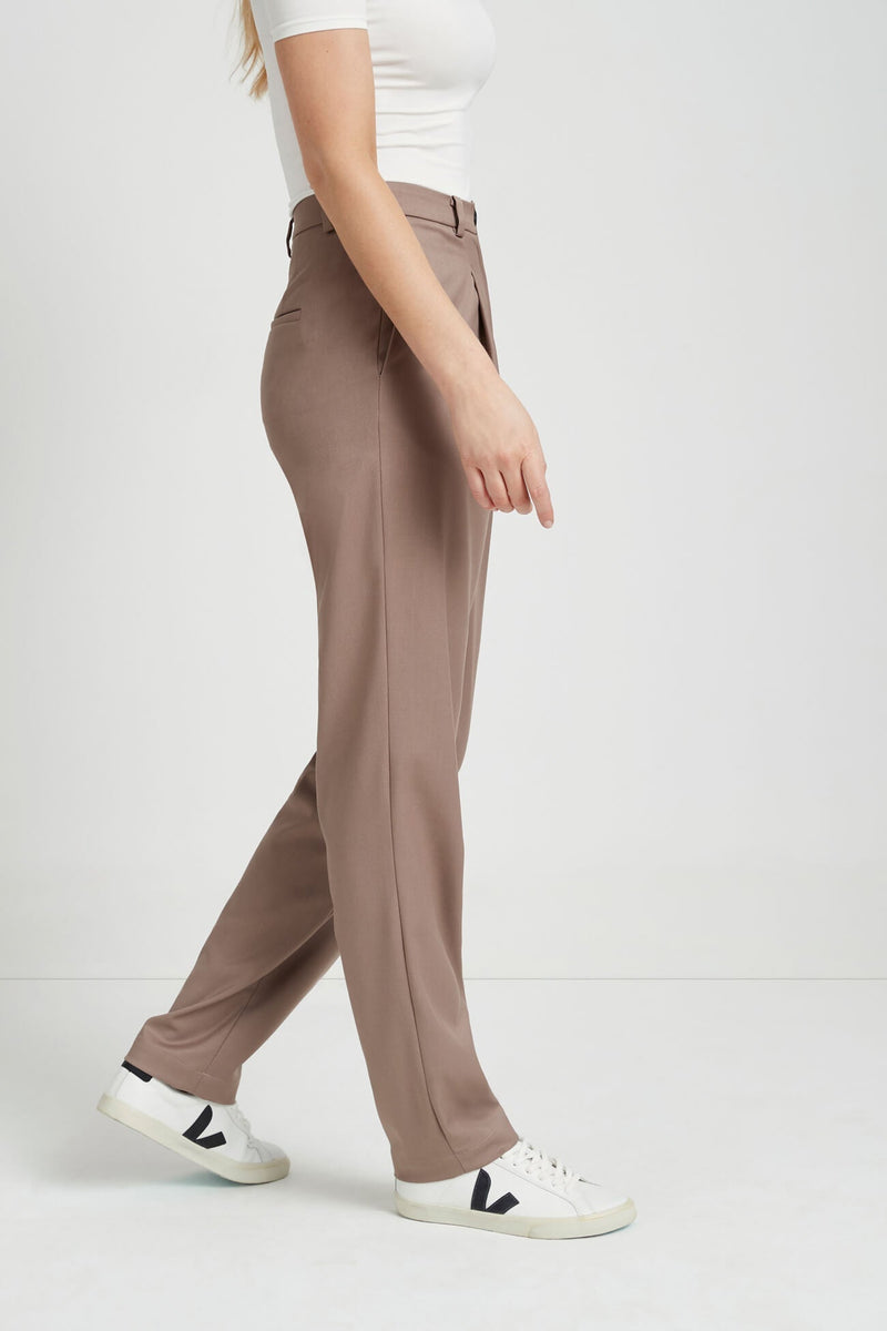 Petite Taupe Pleated Trousers - Petite Archie Pants