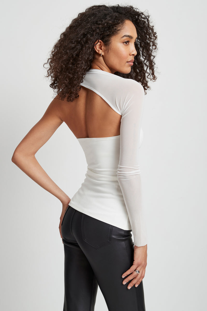 Mesh Sleeve Top, One Shoulder Wrap Top, Asymmetrical One Sleeve Top, Sexy  Cocktail Top, Manhattan One Shoulder Top, Marcella MB0001 