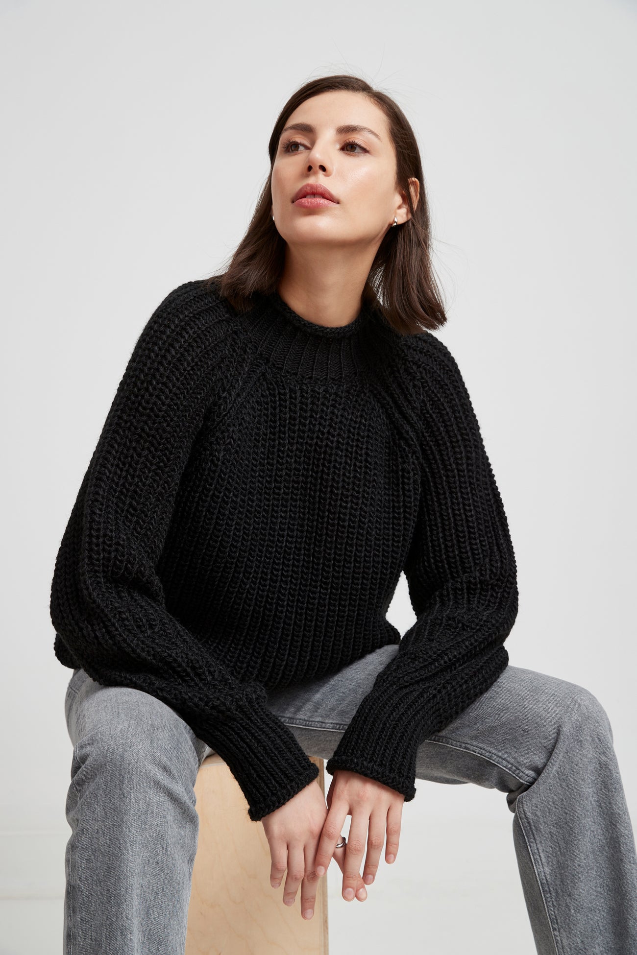 Olive Wool Knitted Pullover Sweater - Cortlandt Sweater | Marcella