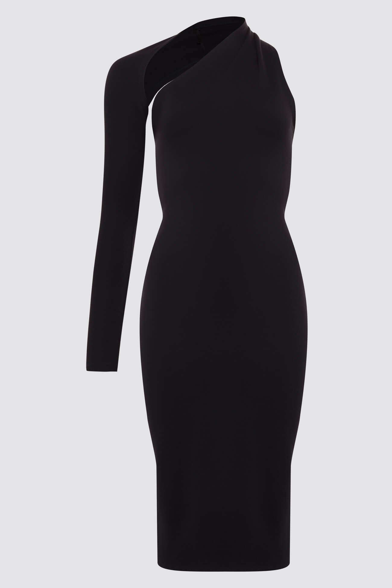 Black Asymmetric Dress - Manhattan One Shoulder Midi | Marcella