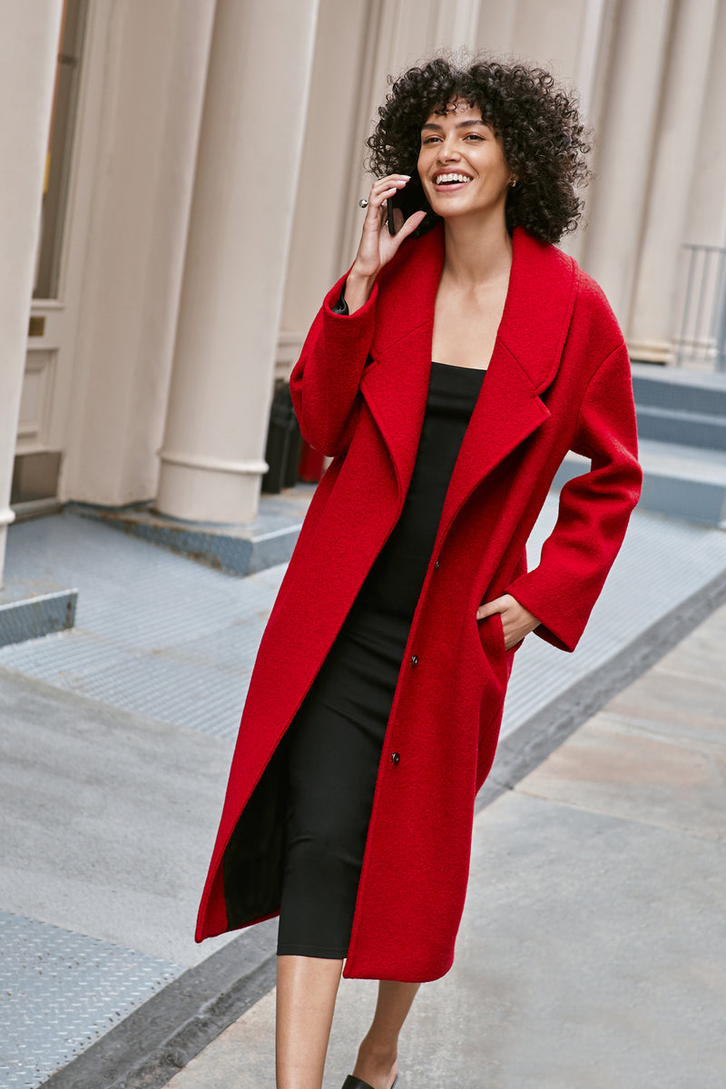 Supplement en gentage Oversized Women's Red Wool Winter Coat | Marcella