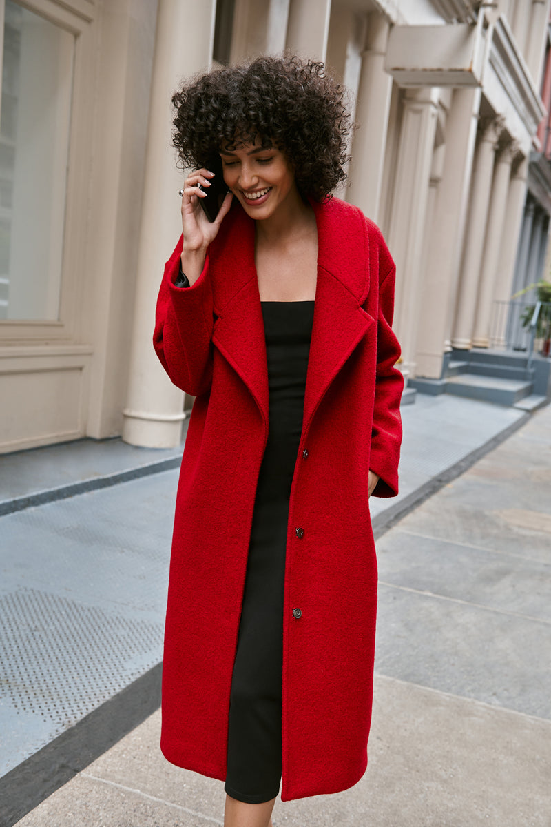 Supplement en gentage Oversized Women's Red Wool Winter Coat | Marcella