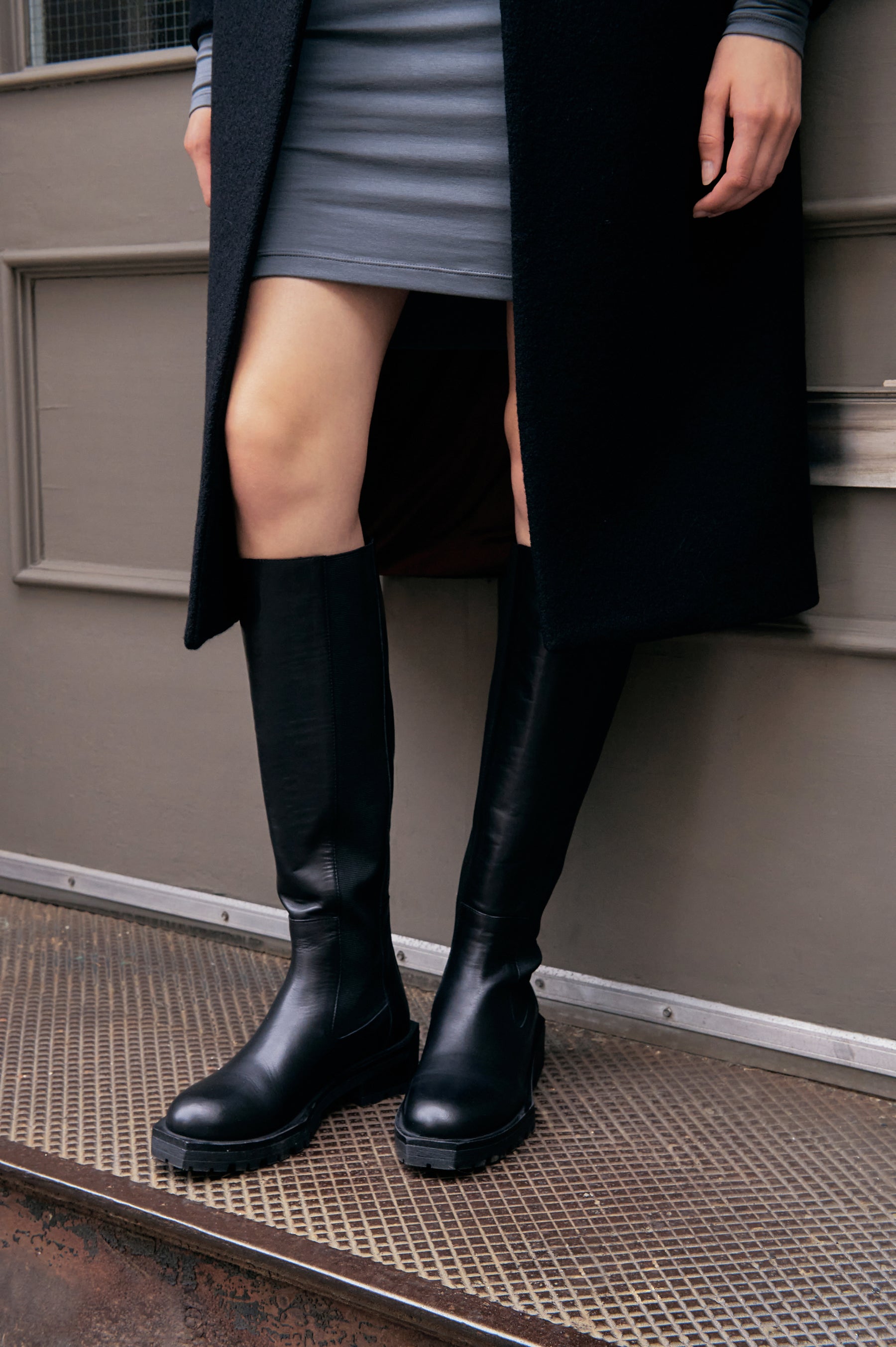 Marcella | Carnegie Knee-High Boots | Black | Size 7 | Italian Leather | Lug Sole | Stretch | Elastic Panels | Chelsea Boot Marcella | Carnegie Knee-High Boots | Black | Size 7 | Italian Leather | Lug Sole | Stretch | Elastic Panels | Chelsea Boot