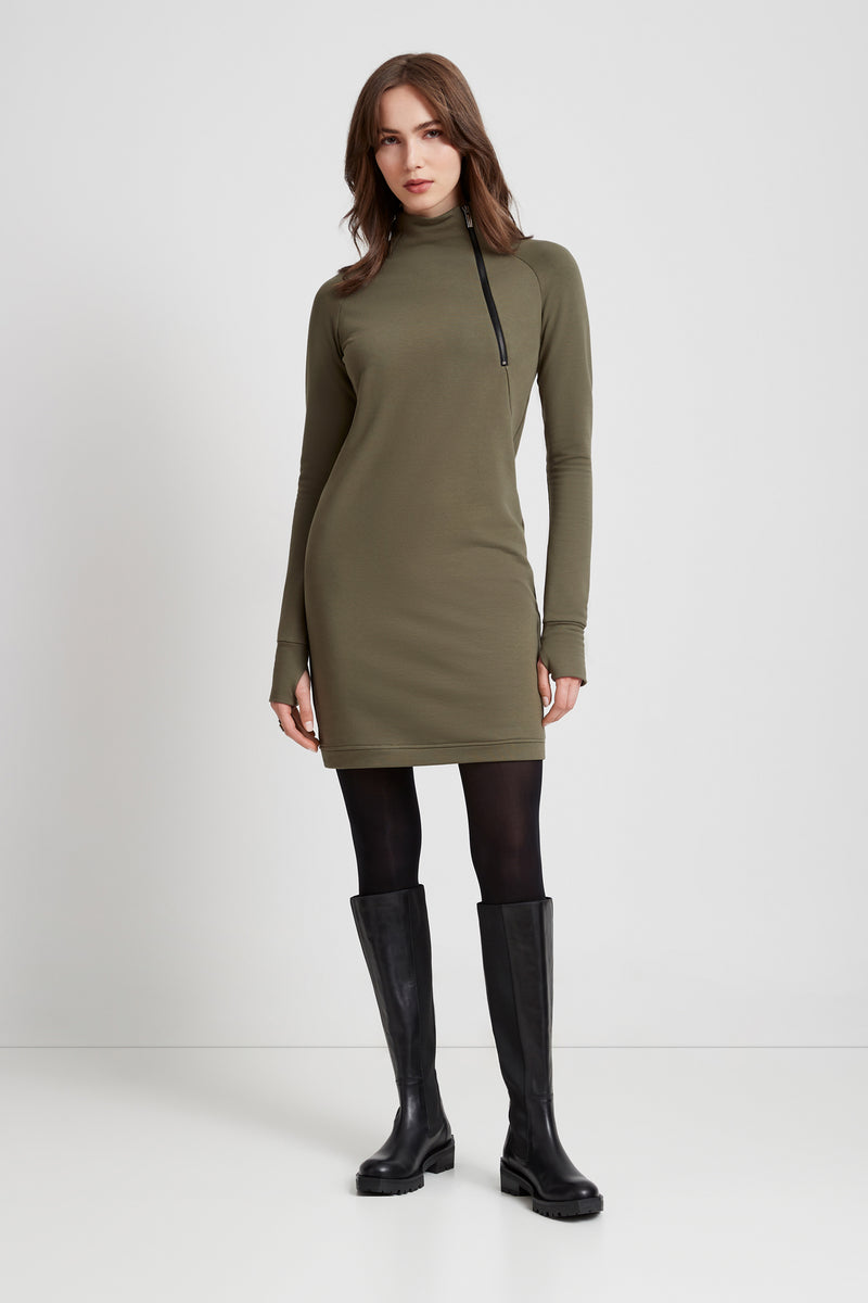 Olive Green Long Sleeve Dress - Alani Sweatshirt Dress