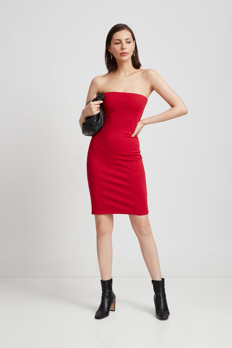 Black Fitted Tube Dress Metro Strapless Dress Marcella