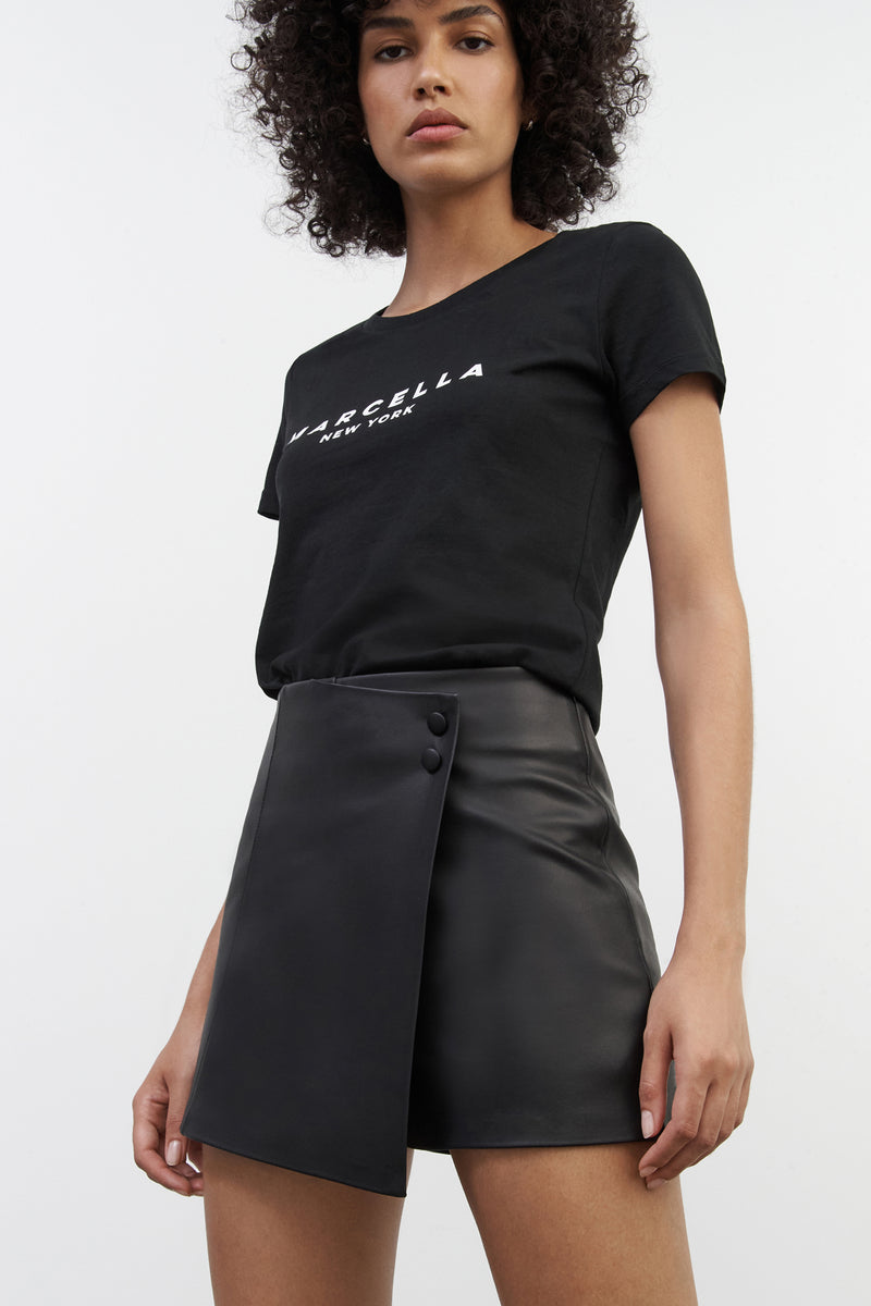 Vegan Leather Mini Skirt With Shorts - Lindy Skort | Marcella