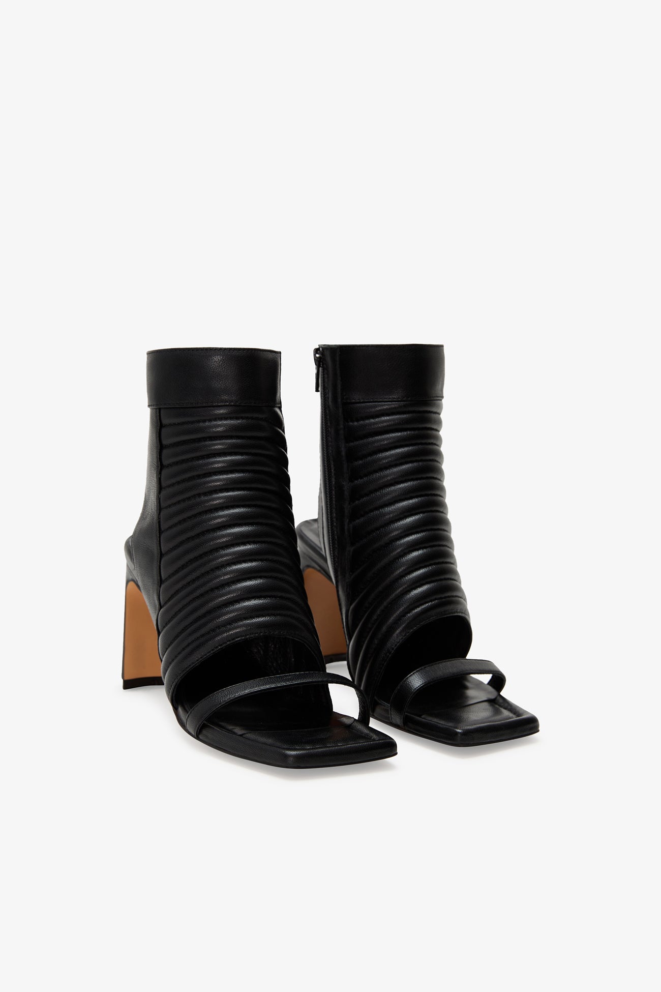Black Peep Toe Sandals - Tulla Heeled Sandals | Marcella