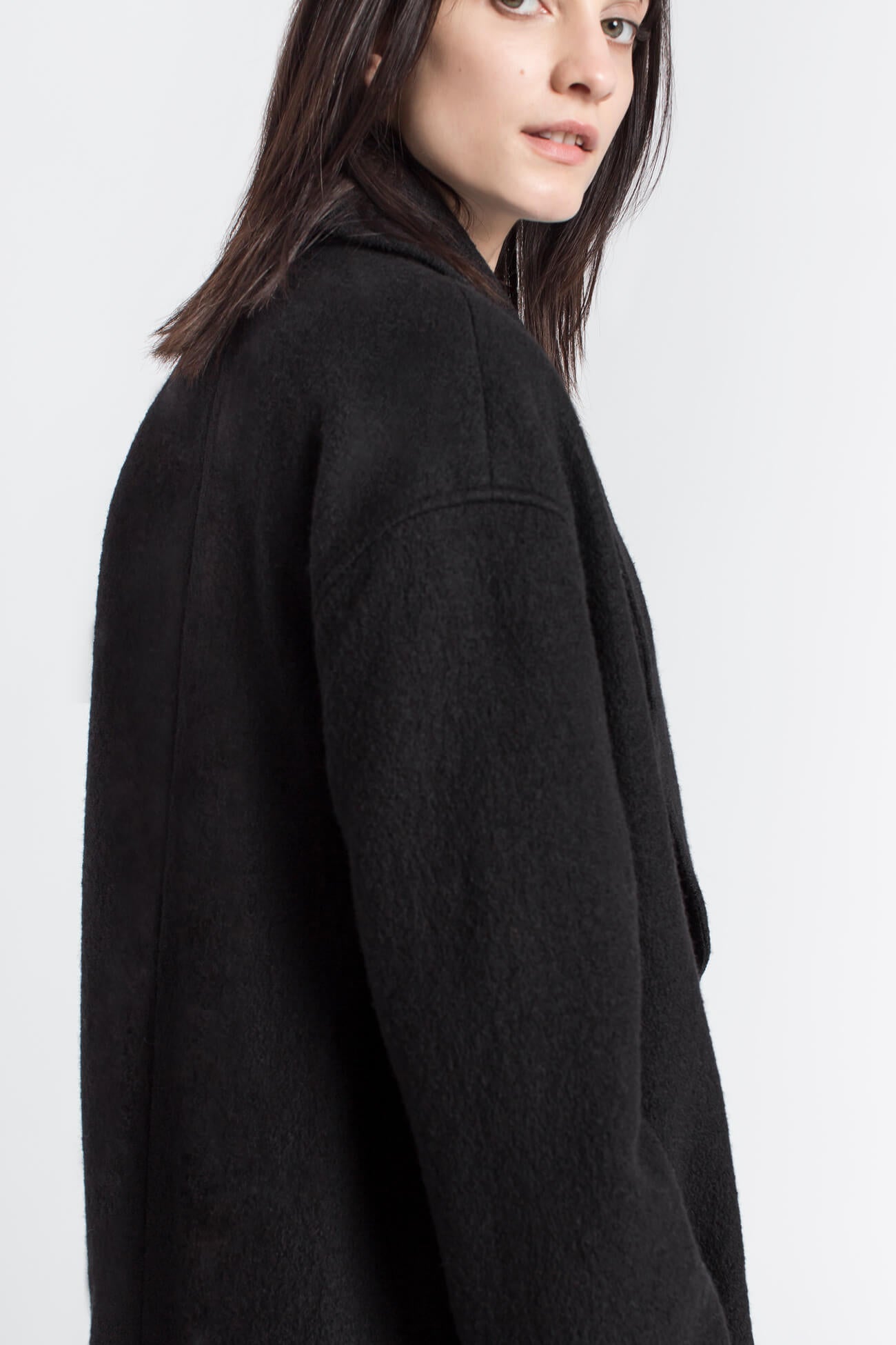 Oversized Feminine Black Coat - Elizabeth Coat | Marcella