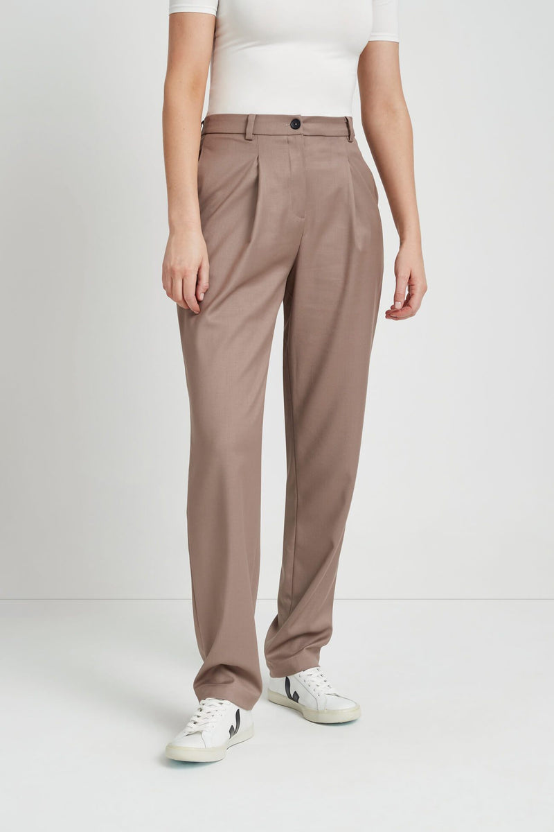 Taupe Pleated Trousers   Archie Pants   Marcella