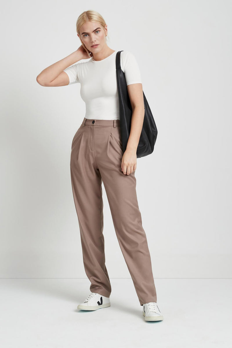 Taupe Pleated Trousers - Archie Pants
