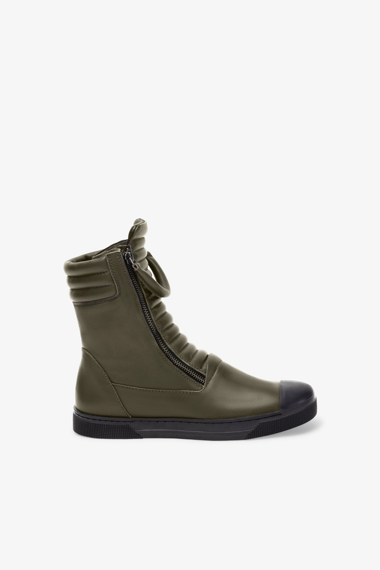 Olive Green Leather Shoes - Karma Boots | Marcella