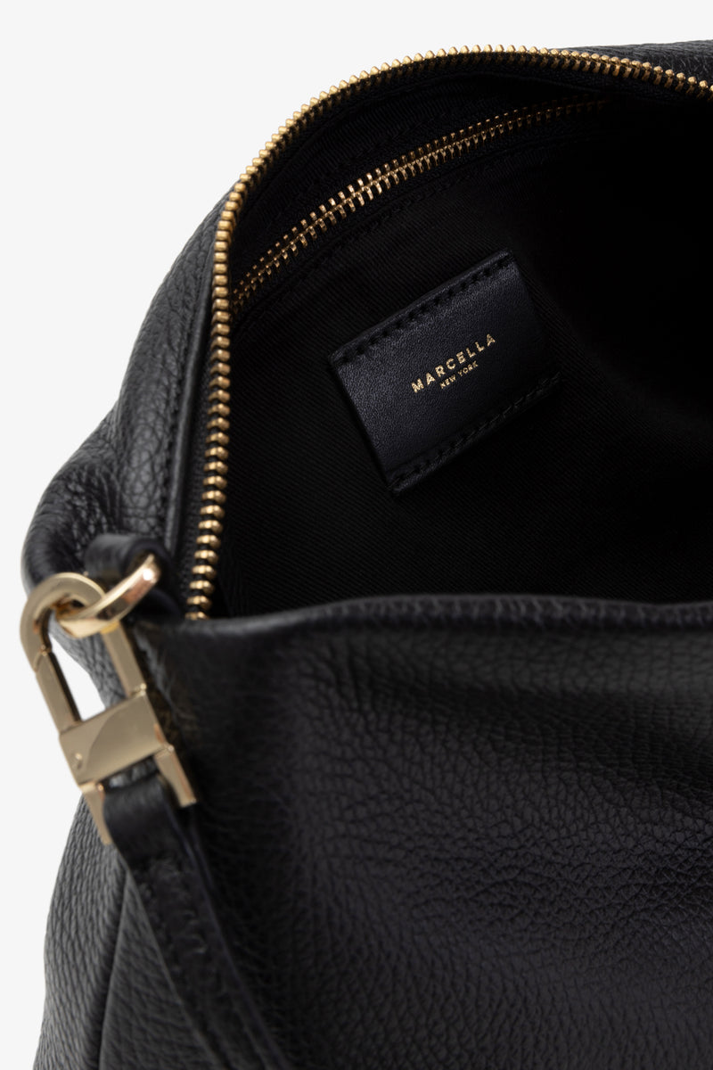 Short Shoulder Strap - Black Soft Grain Leather