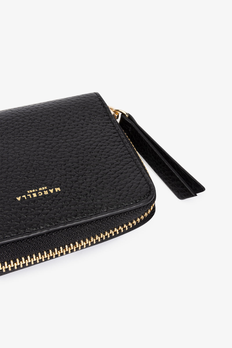 Small Black Wallet - Odette Compact Zipper Wallet