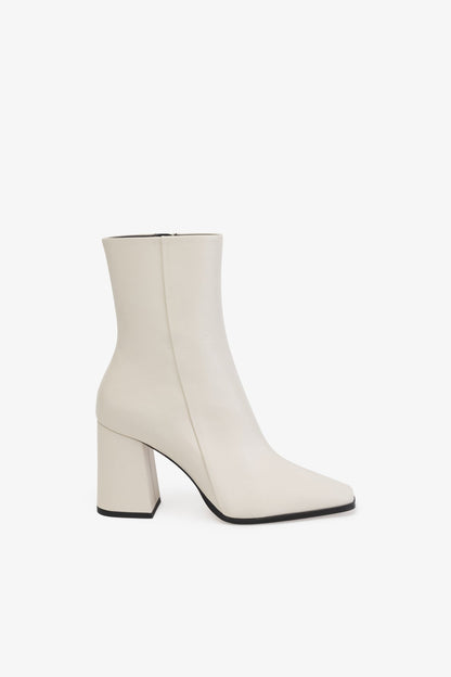 White Square Toe Boots - Joplin Block Heel Boots | Marcella