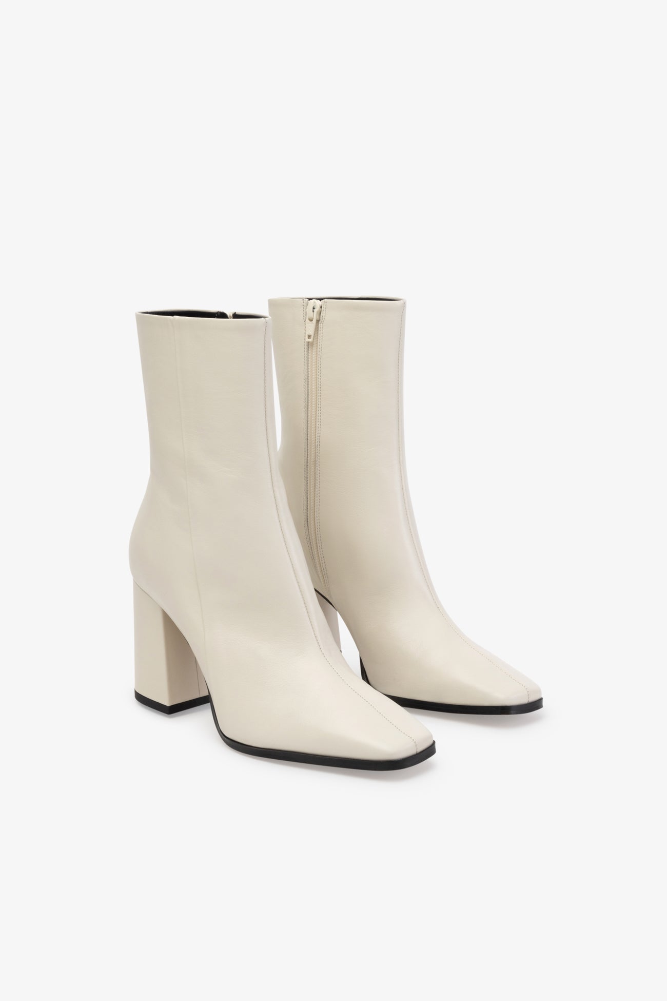White Square Toe Boots - Joplin Block Heel Boots | Marcella