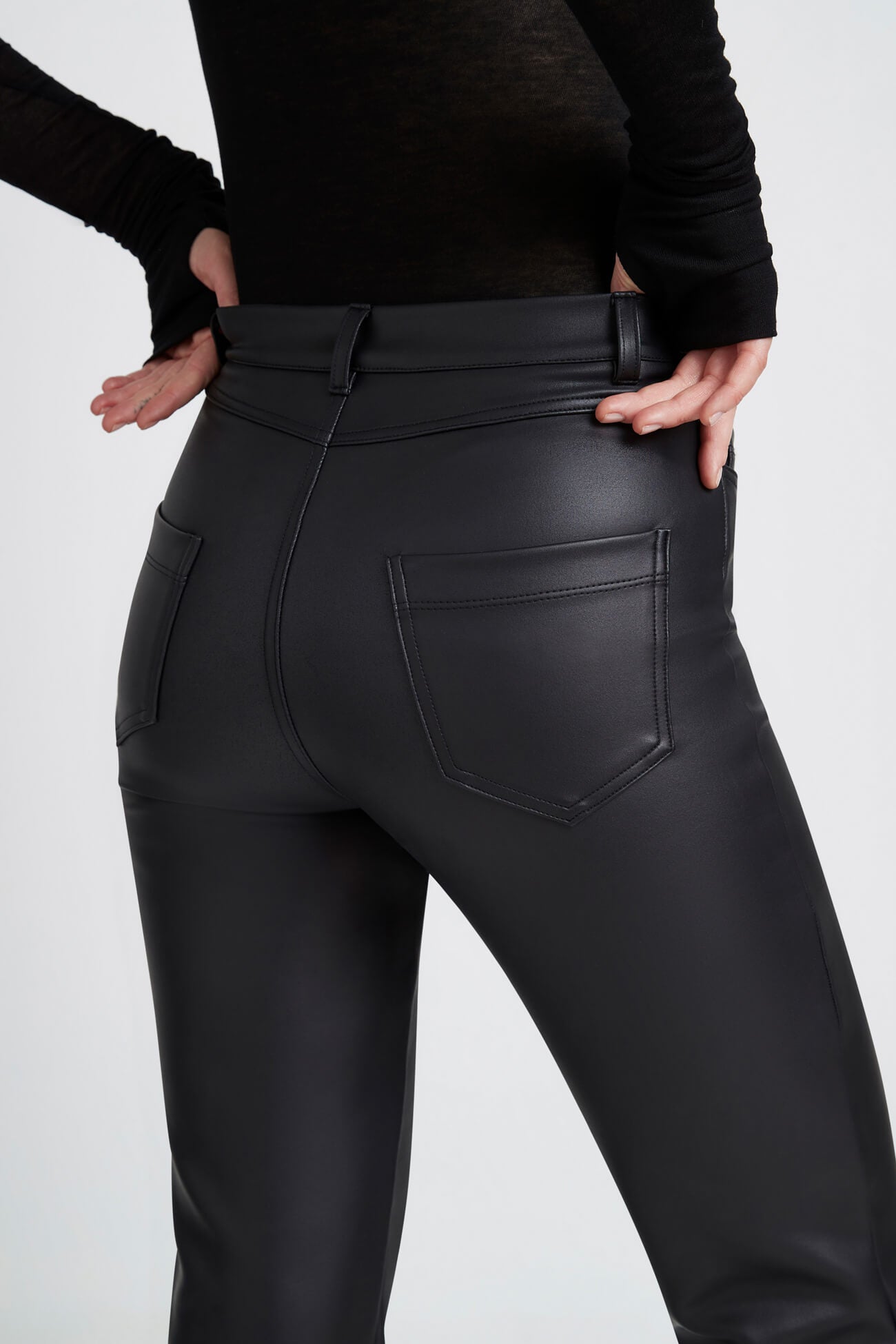 Black Vegan Leather Sheen - Vinci Pants | Marcella