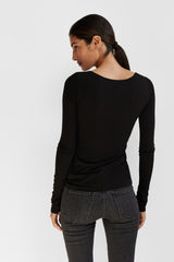 Black Long Sleeve Square Neck Shirt - Yvonne Top - Marcella